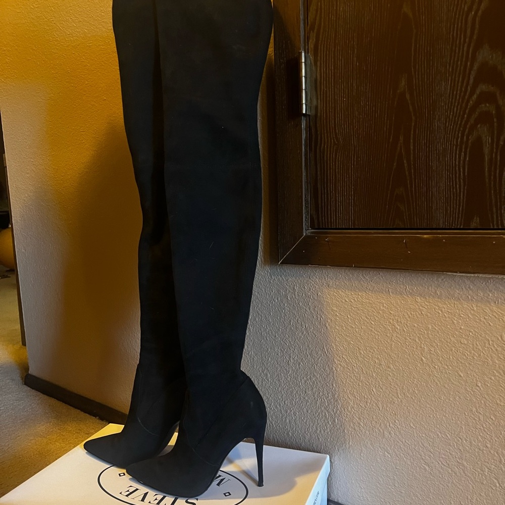 Steve Madden Over the Knee Black Suede Boots